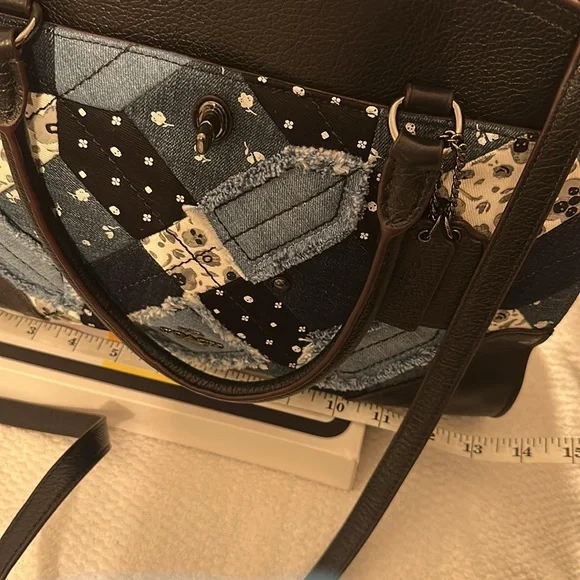 Coach Blue patchwork denim satchel/crossbody Bag - Picture 14 of 14